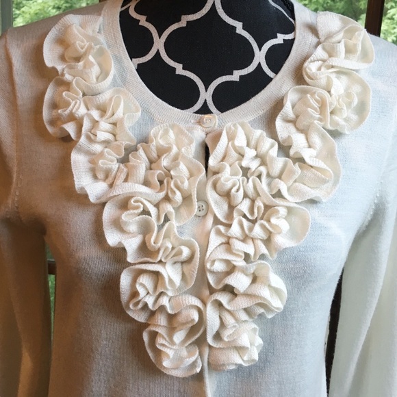J. Crew cream ruffle cardigan - Picture 2 of 3